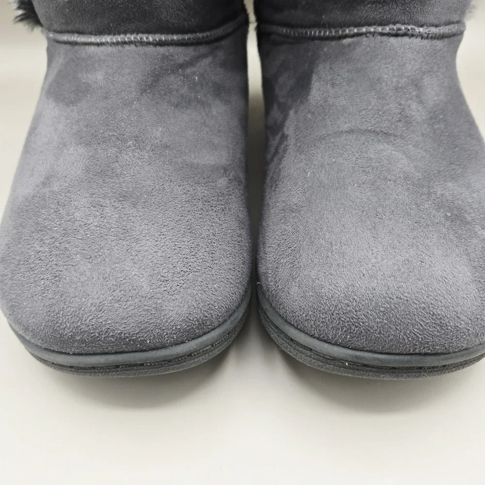 Vionic Fairfax Gray Faux Fur Winter Boots Women's‎ Size 7 Mid Calf Comfort Shoes
